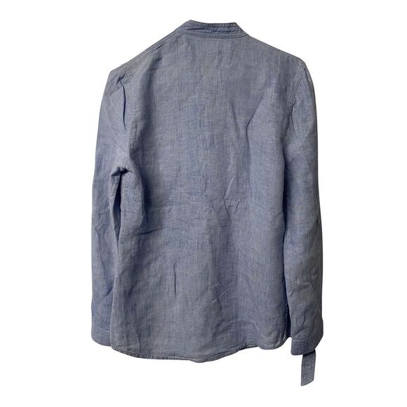 Balmain Shirt with Adjustable Sleeves with Pockets in Blue Linen - Picture 5 of 9